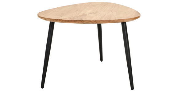 COUCHTISCHSET Akazie vollmassiv 74/68/45 cm Freiform Schwarz, Akaziefarben - Schwarz/Akaziefarben, Design, Holz/Metall (74/68/45cm) - Carryhome