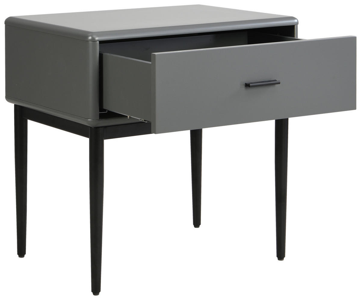 NACHTSCHRANK 54/55/40 cm  - Schwarz/Grau, MODERN, Holzwerkstoff/Metall (54/55/40cm) - Livetastic