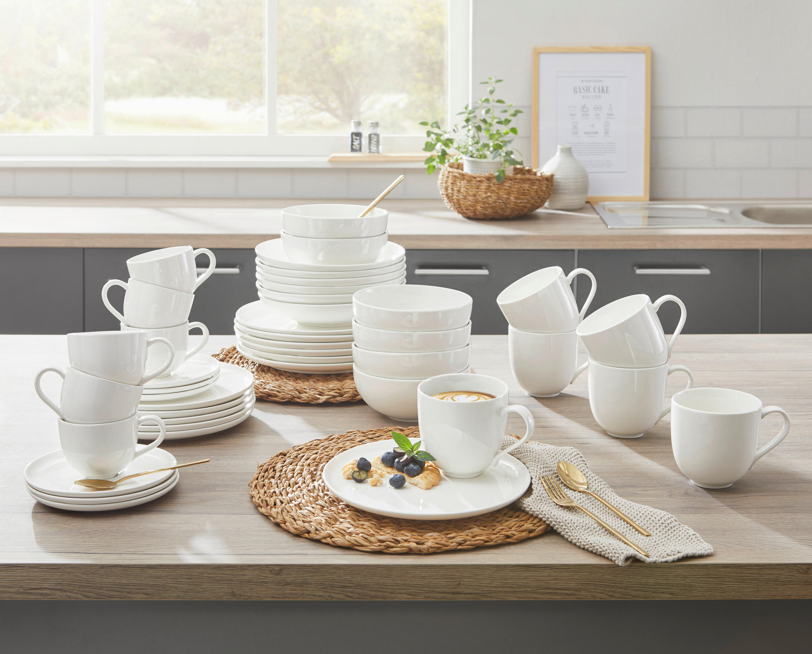 KOMBISERVICE Weiß 42-teilig Skagen  - Weiß, Design, Keramik - Ritzenhoff Breker