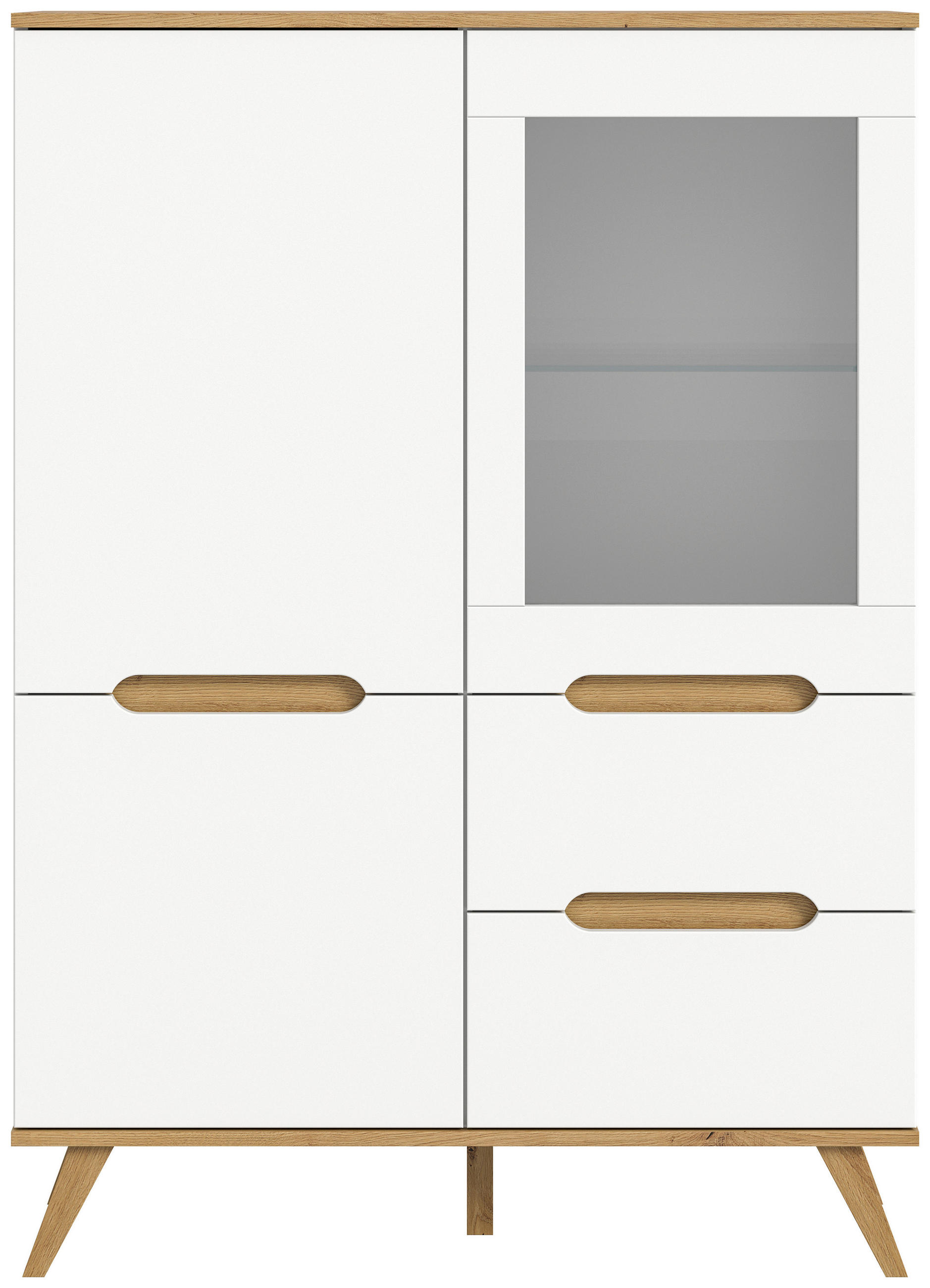 HÖG BYRÅ  i 100/140/40 cm  - vit/ekfärgad, Design, trämaterial (100/140/40cm) - MID.YOU