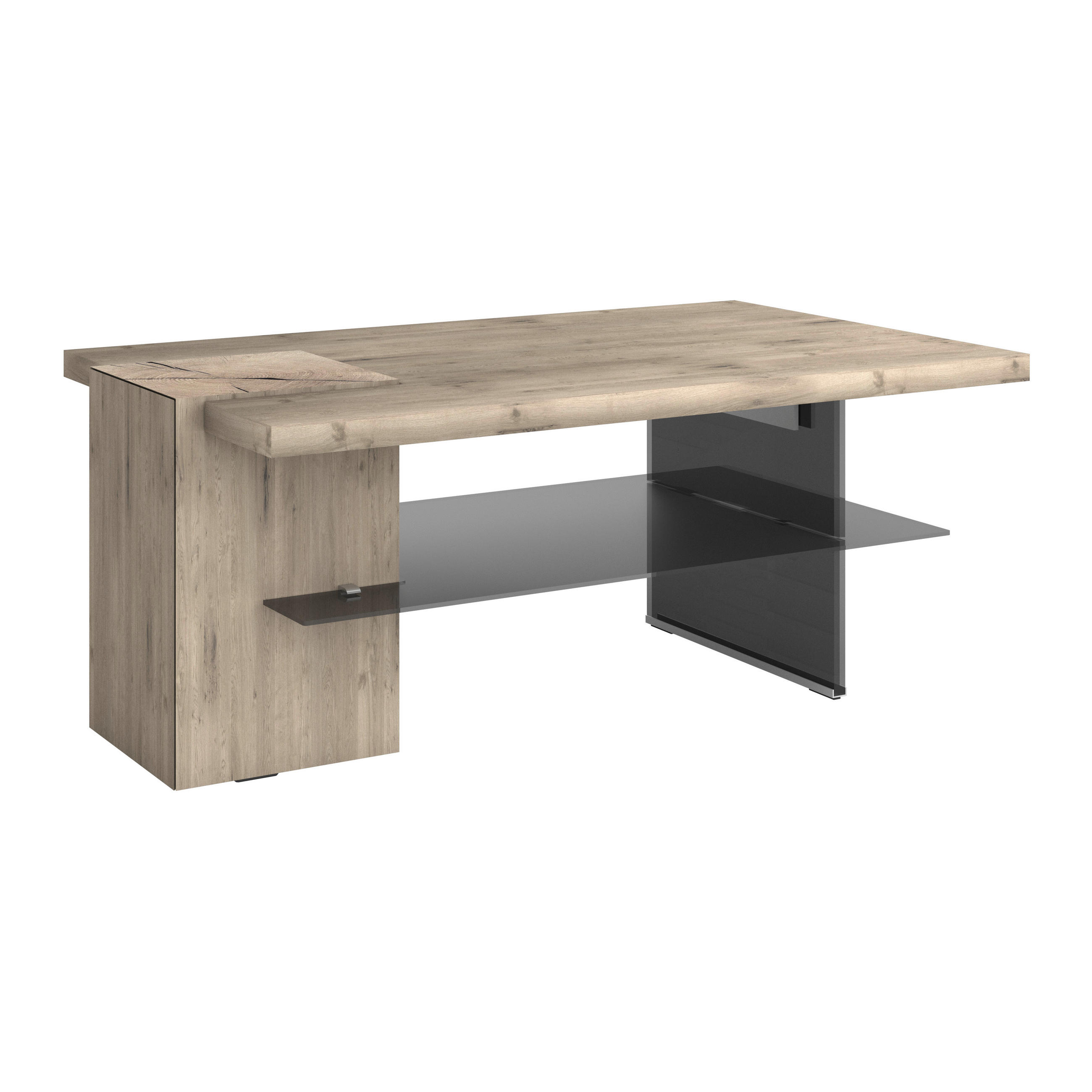 COUCHTISCH Altholz, Eiche furniert ESG, Parsolglas 123,8/75/50 cm rechteckig Grau, Eichefarben  - Eichefarben/Grau, Design, Glas/Holz (123,8/75/50cm) - Voglauer