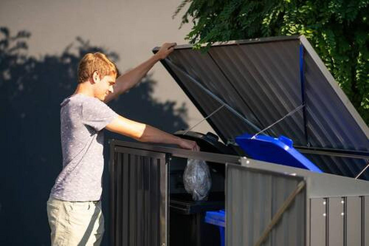 MÜLLTONNENBOX - Dunkelgrau, Basics, Metall (172/131/100cm) - Ambia Garden