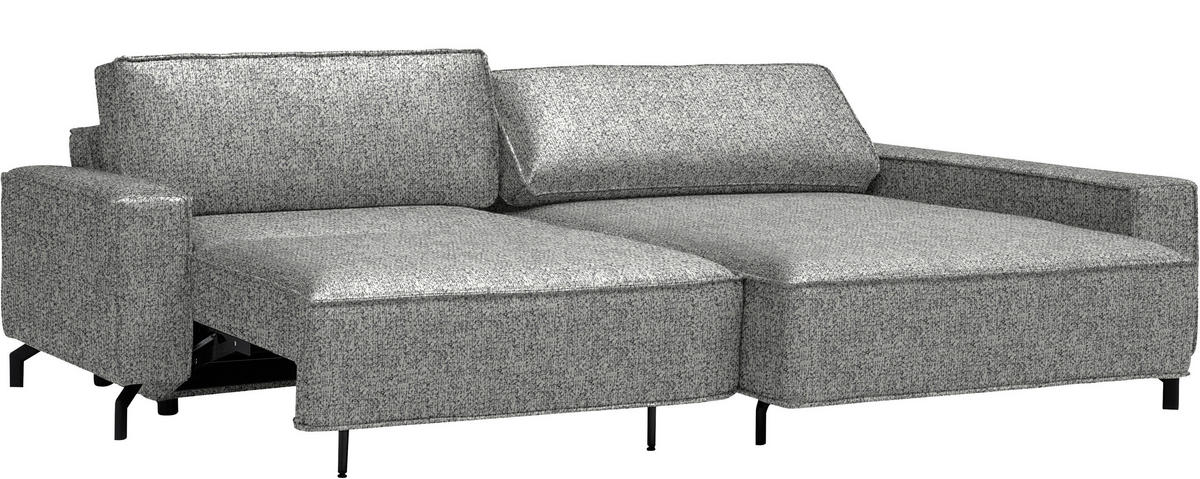 ECKSOFA  in Mikrovelours Naturfarben  246/164 cm  - Schwarz/Naturfarben, Design, Textil (246/164cm) - Sedda