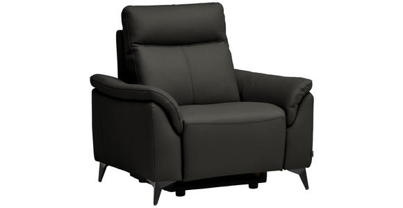 SESSEL in Echtleder Mokka  - Schwarz/Mokka, Design, Leder/Metall (107/105/98cm) - Belluti