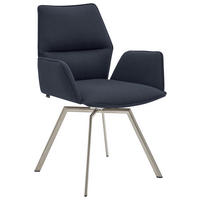 ARMLEHNSTUHL Stahl  - Edelstahlfarben/Dunkelblau, Design, Textil/Metall (63/86/60cm) - Venjakob