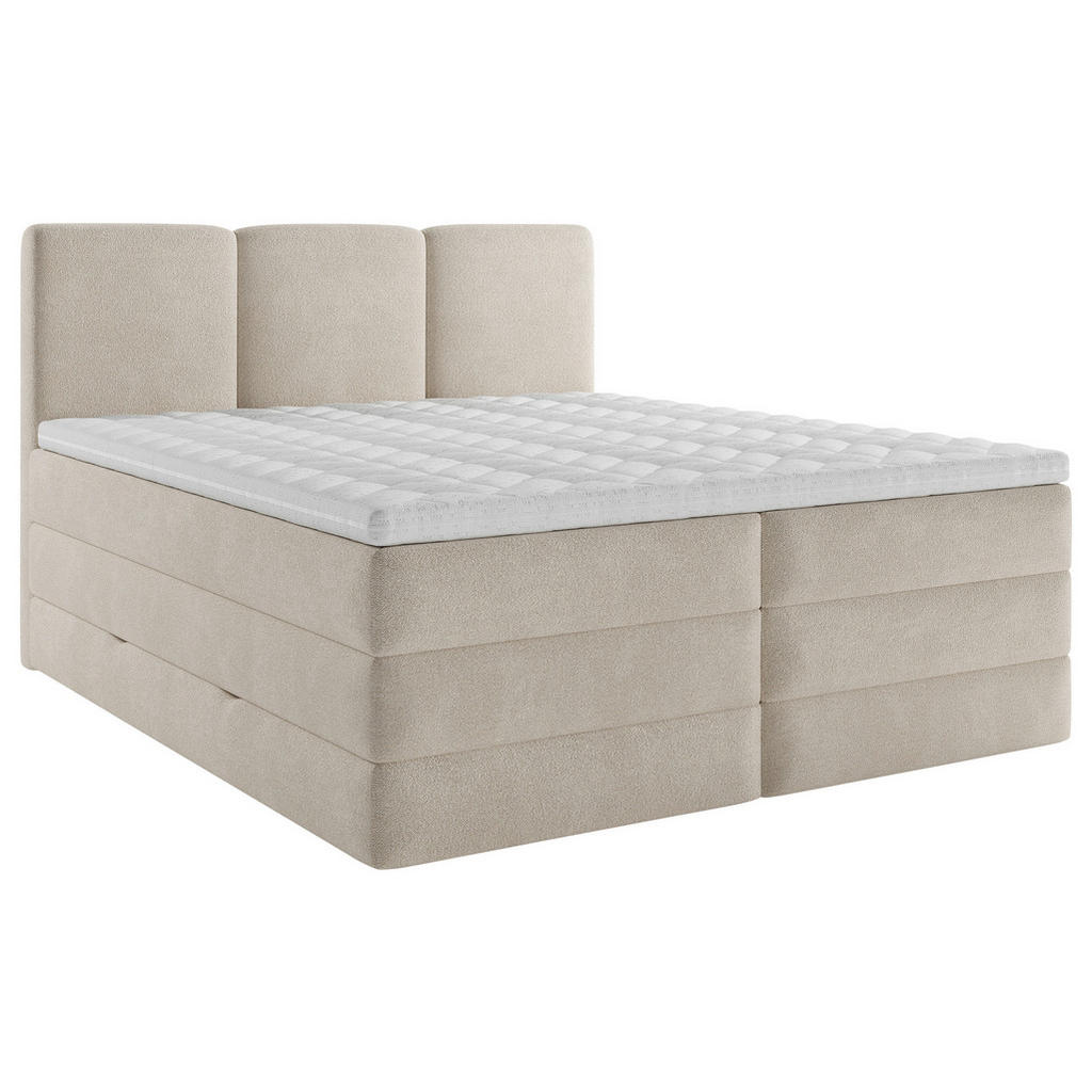 Thumbnail - Mid.you Boxspringbett, Creme, Holz, Textil, H3 + H4, Höhe ca. 19 cm, 160x200 cm, Matratze geteilt, Wendematratze mit unt...