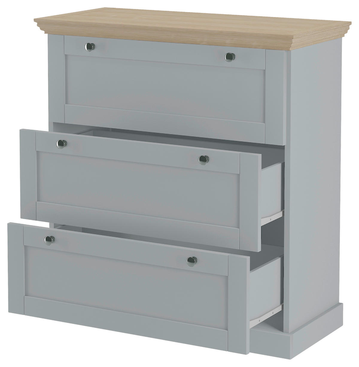 KOMMODE  in 75/80/35 cm  - Eichefarben/Silberfarben, Design, Holzwerkstoff/Metall (75/80/35cm) - MID.YOU