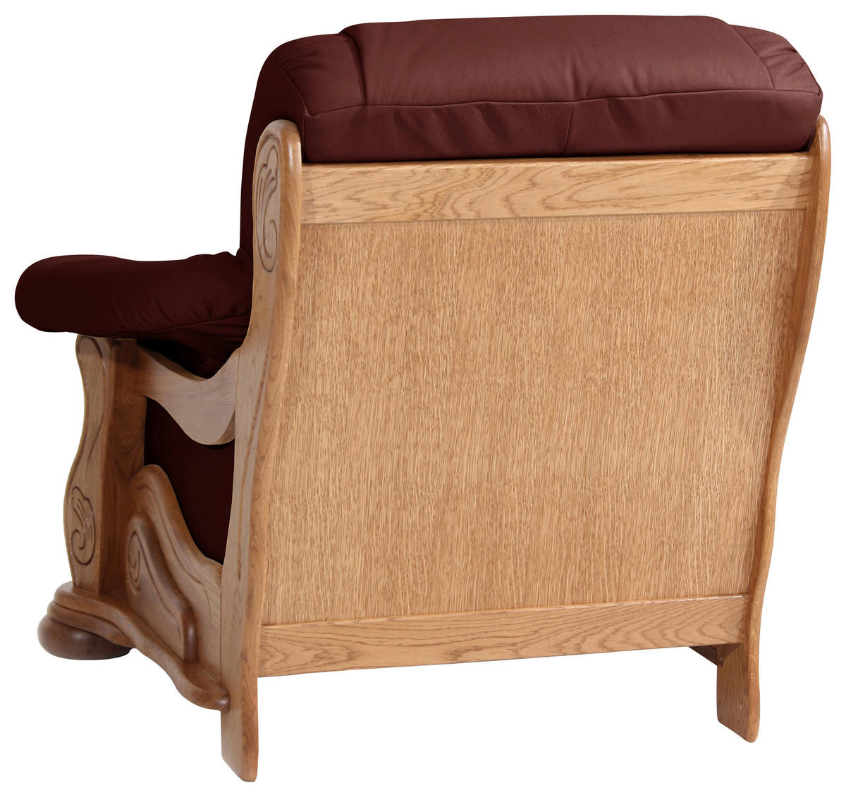 SESSEL in Echtleder Rot  - Eichefarben/Rot, Lifestyle, Leder/Holz (104/95/95cm) - Max Winzer