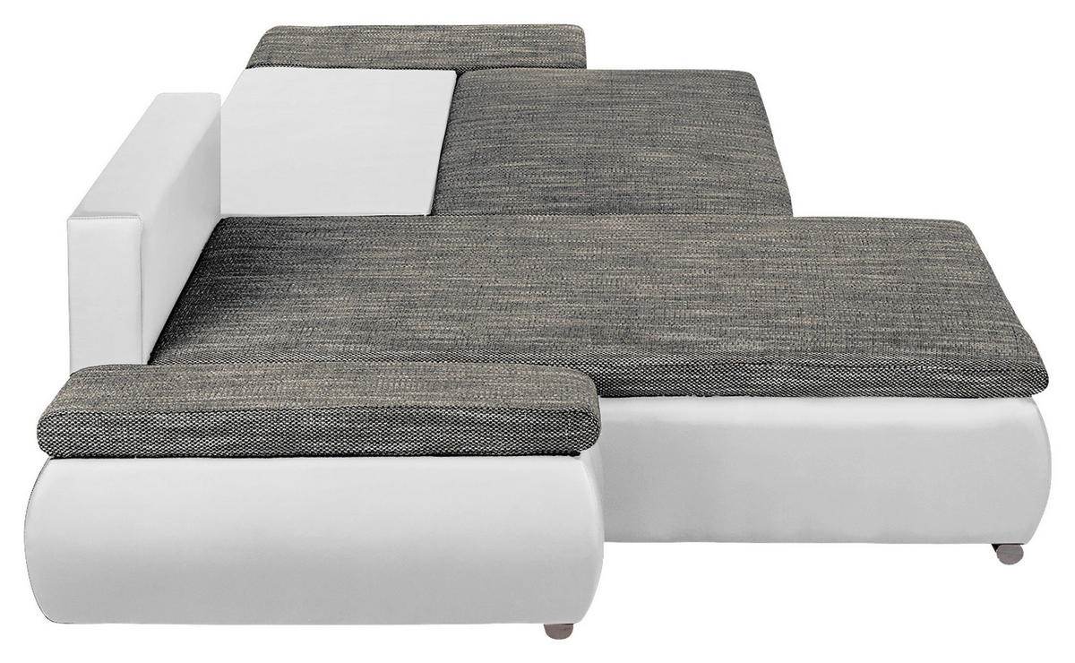ECKSOFA Grau, Weiß Textilgeflecht  - Chromfarben/Schwarz, Design, Textil (266/175cm) - Livetastic