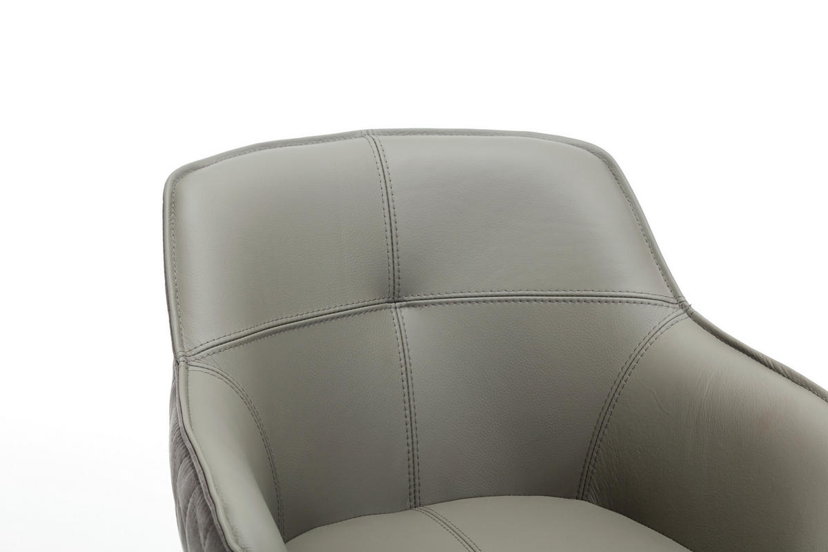 ARMLEHNSTUHL  Sitzfläche 180° drehbar Mikrofaser Echtleder  - Schwarz/Grau, MODERN, Leder/Textil (59/82/62cm) - MID.YOU