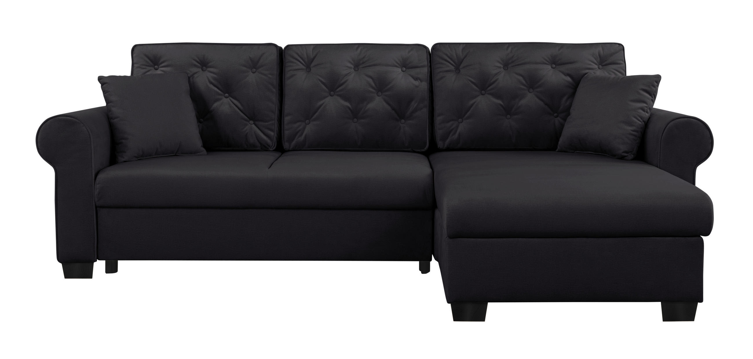 Thumbnail - Mid.you Ecksofa Arles, Schwarz, Textil, Birke, Buche, Hartholz, 3-Sitzer, Füllung: Silikon, Schaumstoffflocken,Silikon, ...