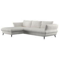 ECKSOFA Creme Velours  - Creme/Schwarz, Design, Textil/Metall (181/281cm) - Livetastic