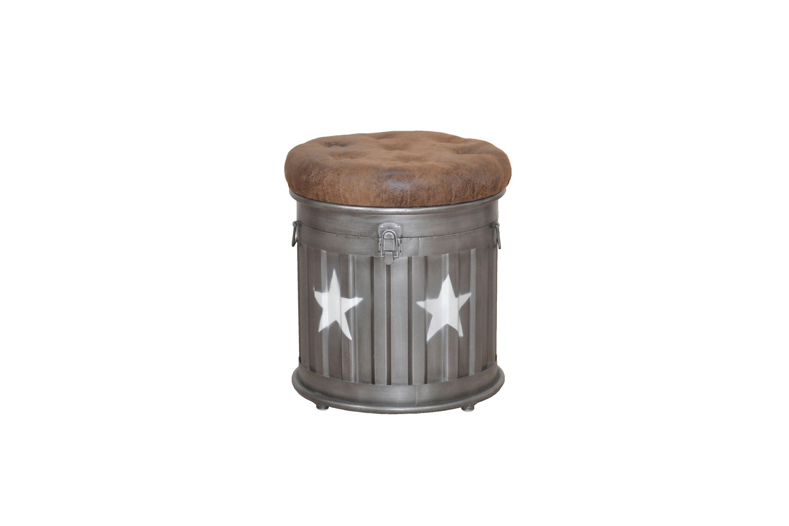 HOCKER Mikrofaser Braun, Grau  - Braun/Grau, Design, Textil/Metall (36/36/46,5cm) - MID.YOU