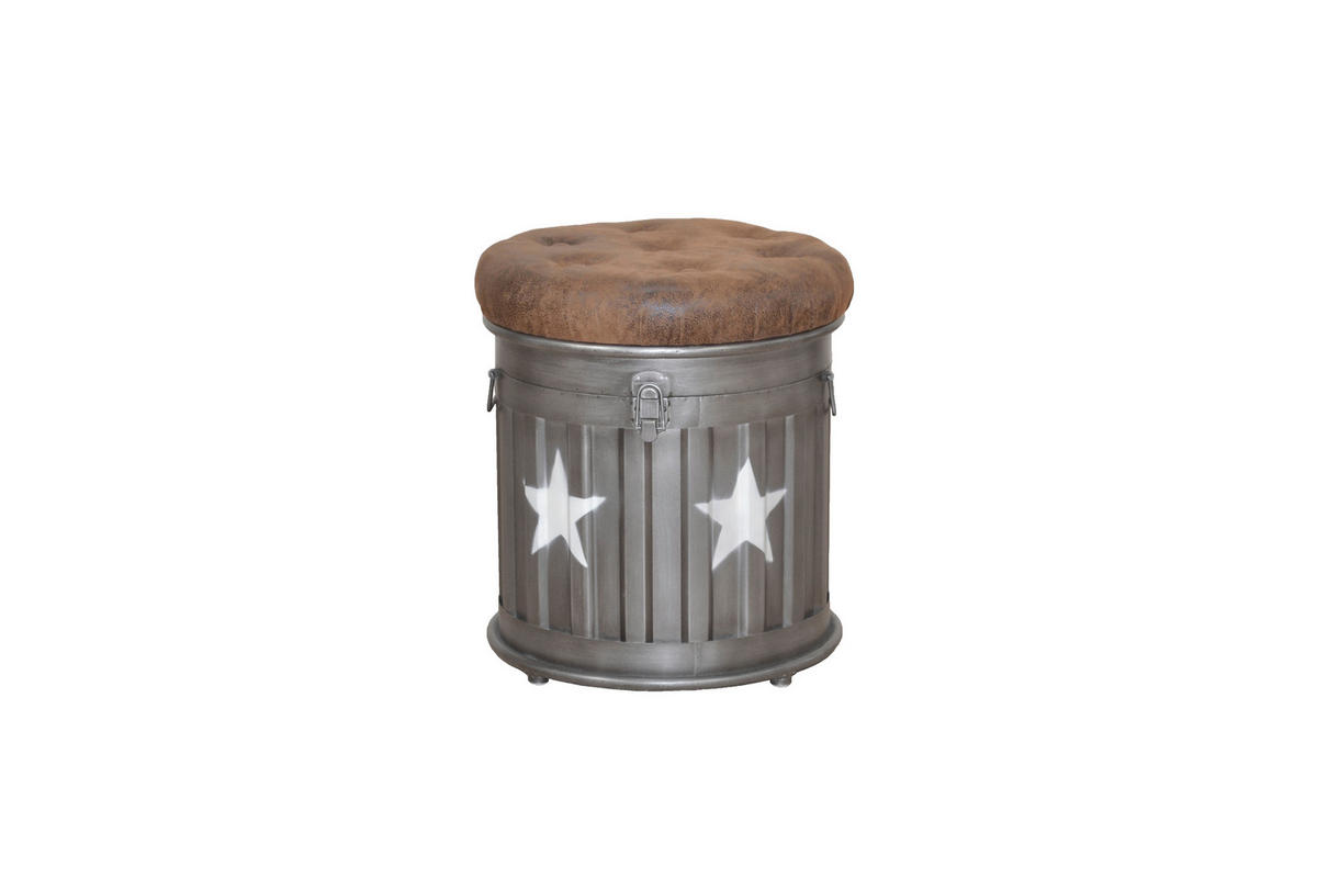 HOCKER Mikrofaser Braun, Grau  - Braun/Grau, Design, Textil/Metall (36/36/46,5cm) - MID.YOU