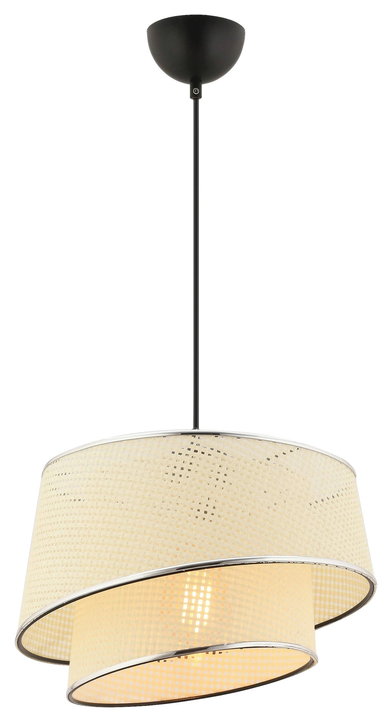 HÄNGELEUCHTE 32/65 cm   - Silberfarben/Weiß, Design, Textil/Metall (32/65cm) - P & B