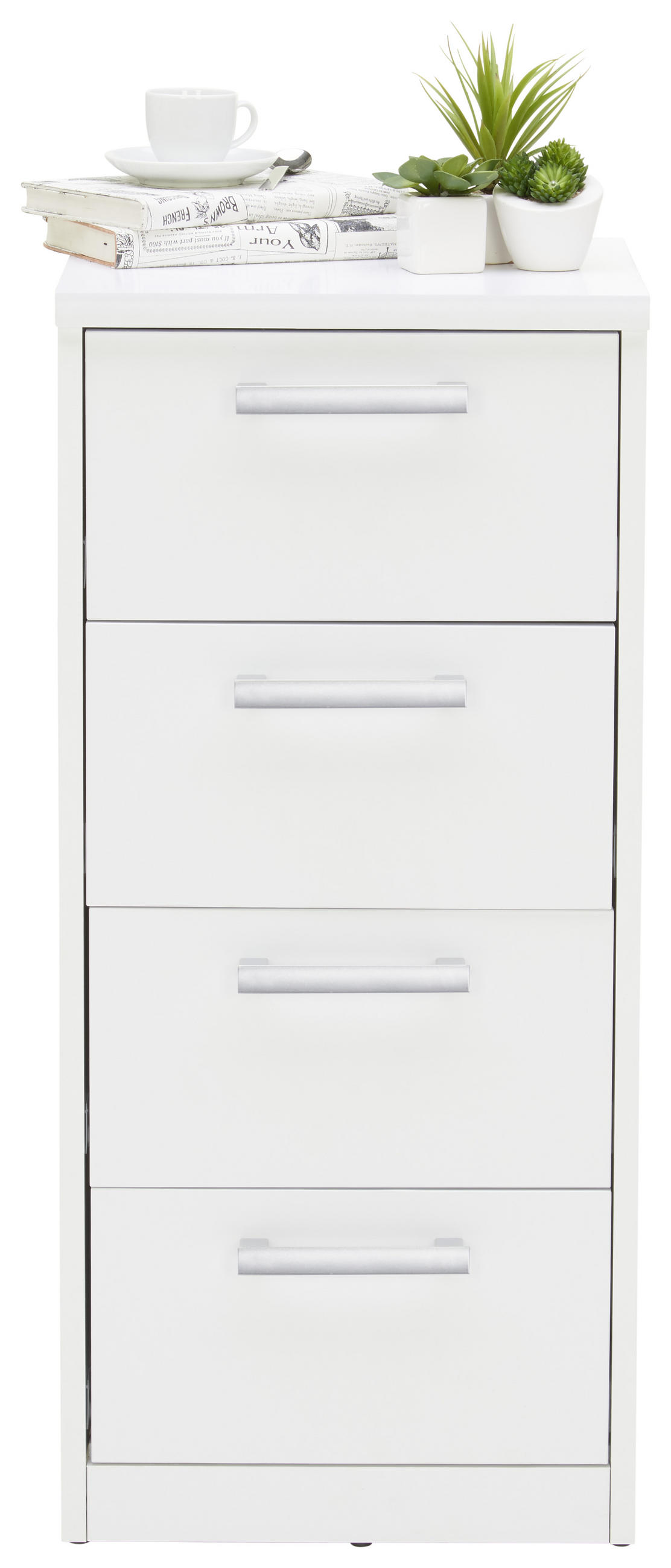 KOMMODE Weiß - Silberfarben/Schwarz, Basics, Kunststoff (38/84/36cm) - Xora