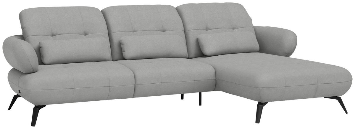 ECKSOFA Flachgewebe Hellgrau  - Hellgrau/Schwarz, Design, Textil/Metall (282/189cm) - Novel