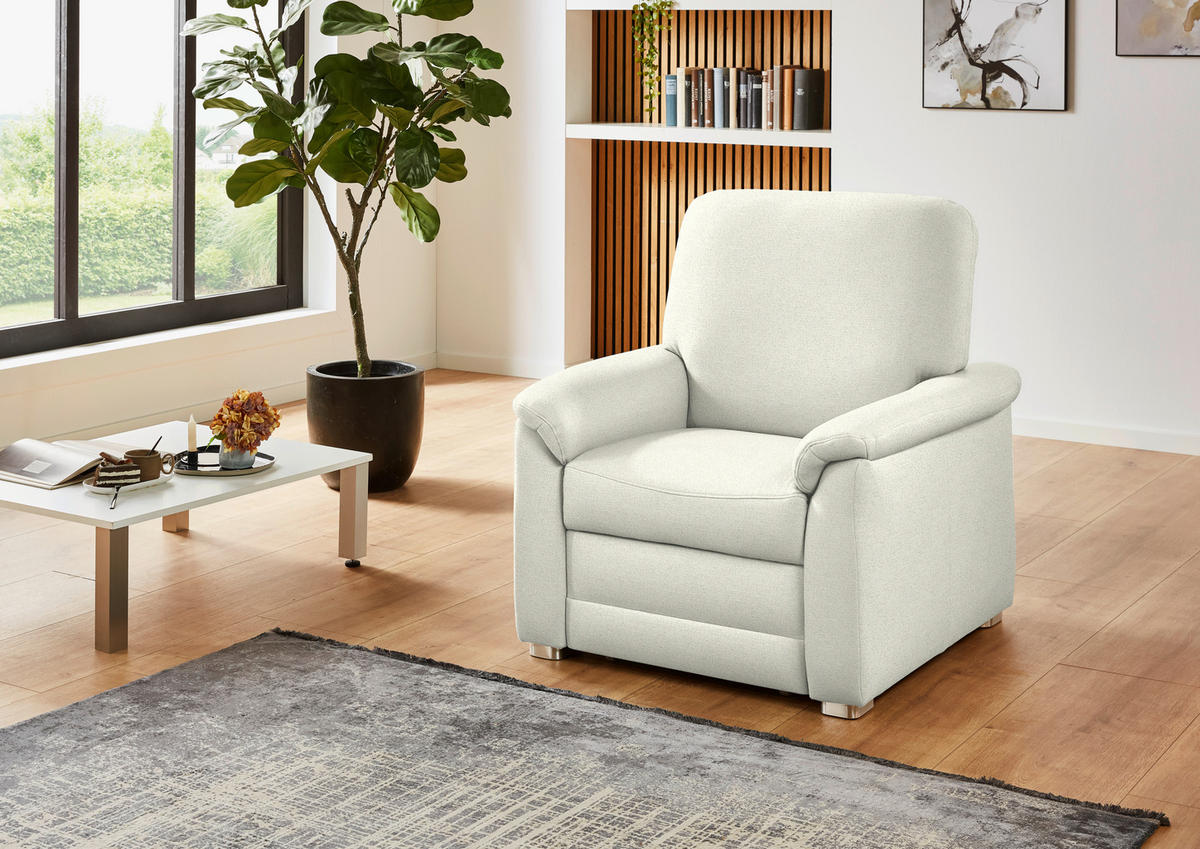 SESSEL Chenille Creme  - Creme/Alufarben, Konventionell, Textil/Metall (88/96/89cm) - Beldomo Comfort