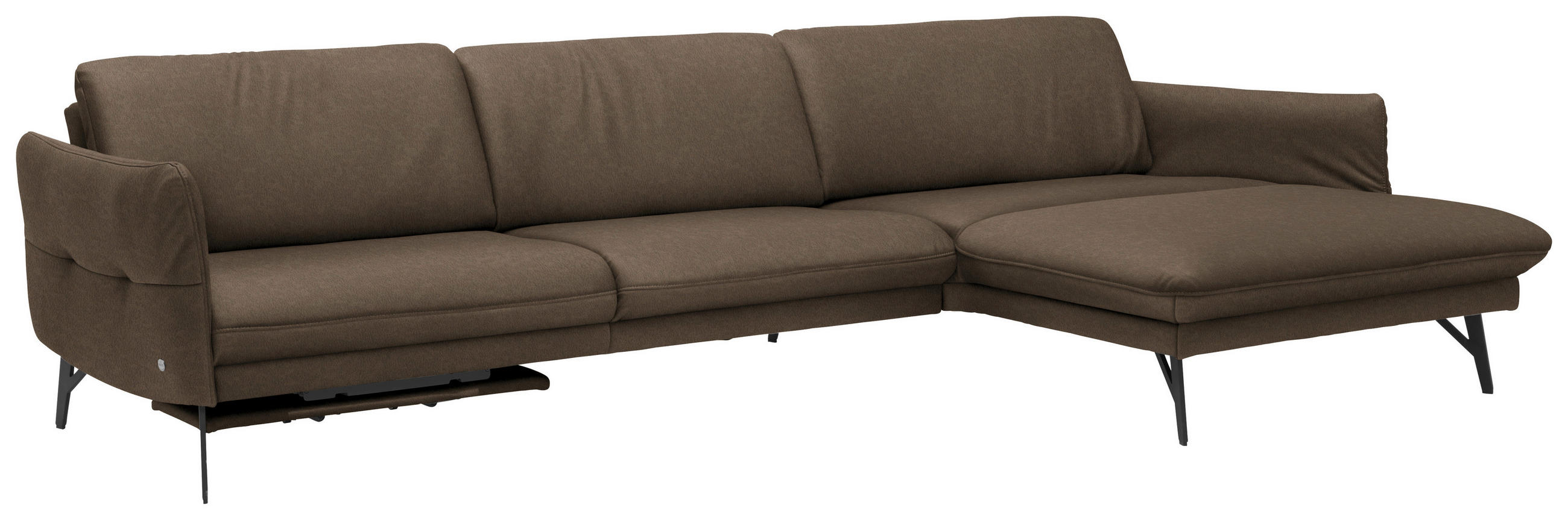 ECKSOFA in Echtleder Olivgrün  - Anthrazit/Olivgrün, Design, Leder/Metall (330/174cm) - Himolla