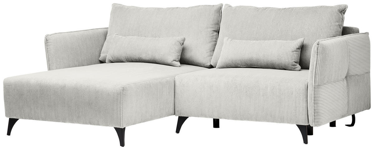 ECKSOFA Creme Cord  - Creme/Schwarz, Design, Textil/Metall (175/254cm) - Stylife