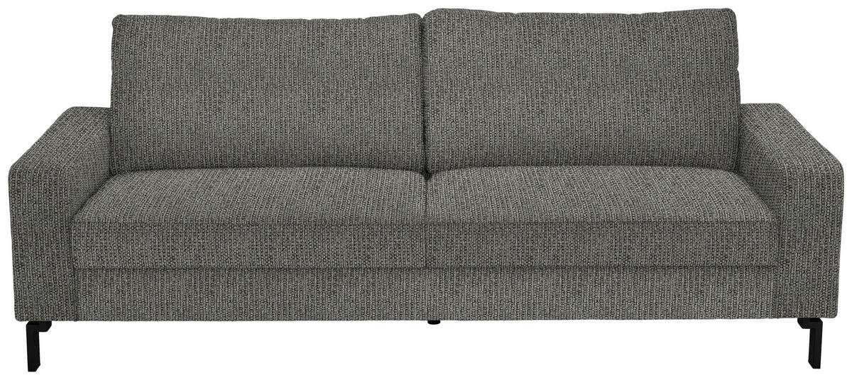 3-SITZER-SOFA Flachgewebe Graubraun  - Graubraun/Schwarz, Design, Textil/Metall (218/86/97cm) - Hom`in