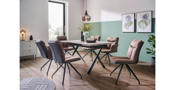 ESSTISCH in Metall, Keramik 140-200/90/76 cm  - Schwarz/Weiß, Design, Keramik/Metall (140-200/90/76cm) - Hom`in