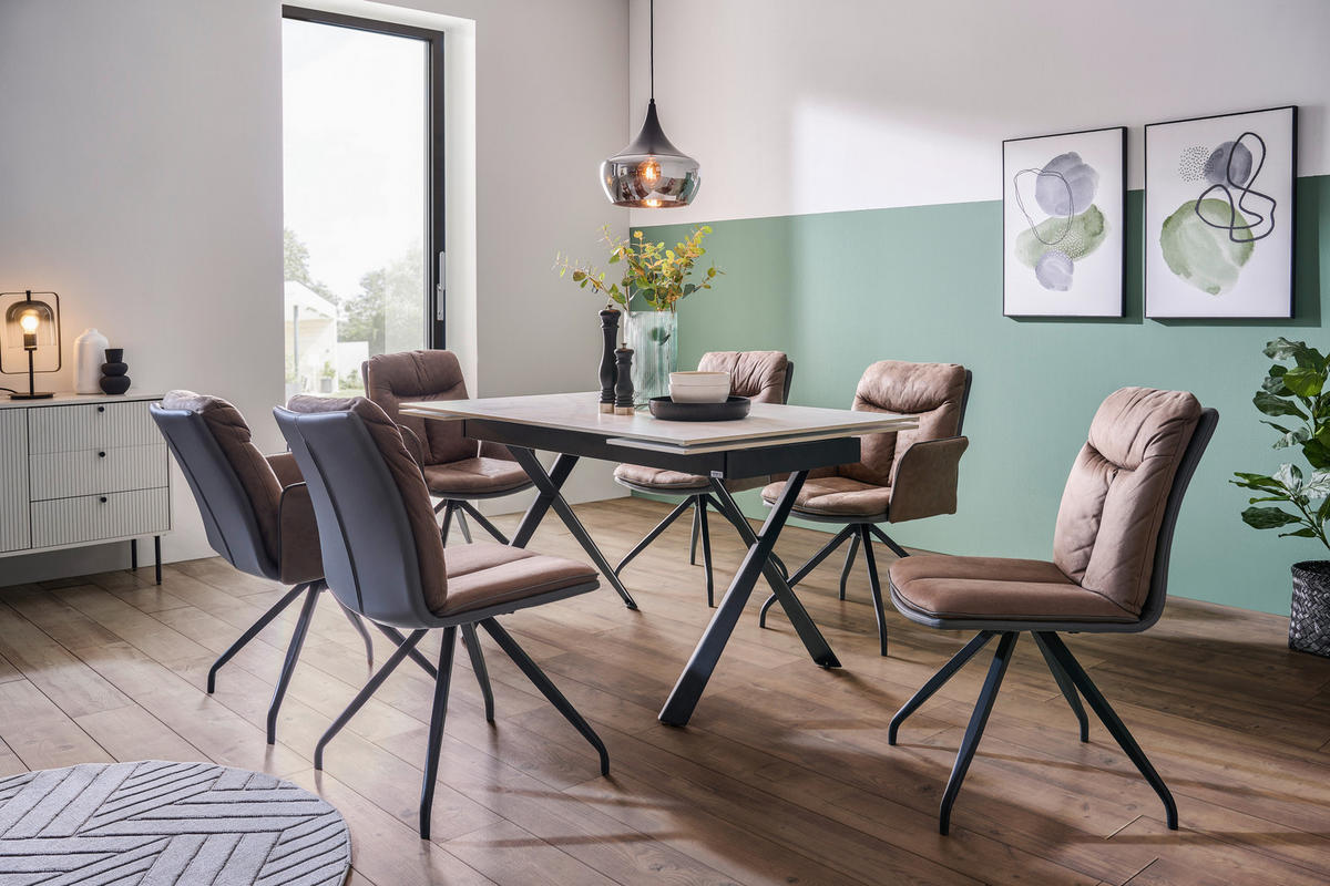 ESSTISCH Metall, Keramik 140-200/90/76 cm  - Weiss/Schwarz, Design, Keramik/Metall (140-200/90/76cm) - Hom`in