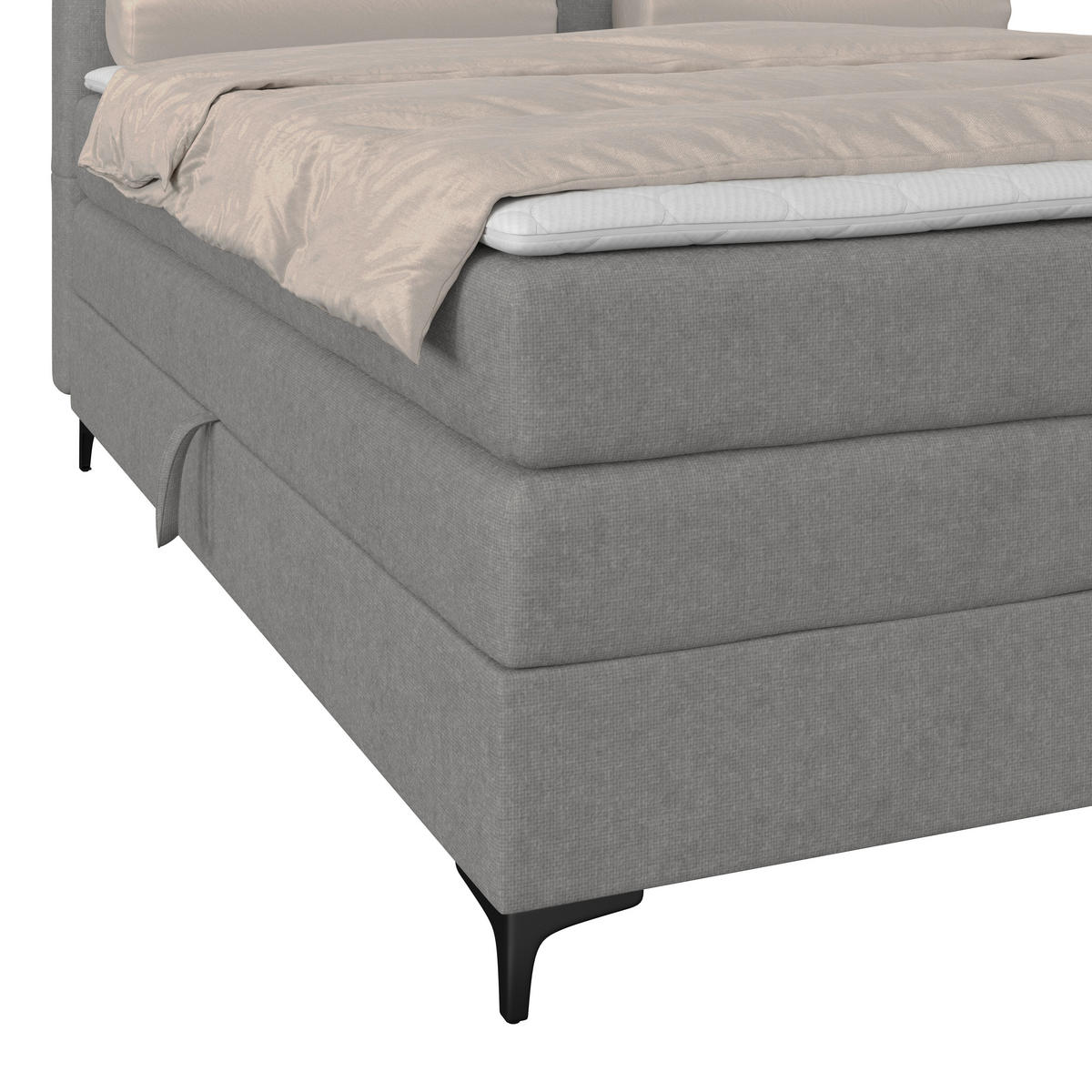 BOXSPRINGBETT 200/200 cm,  in Grau, H3 = fest  - Schwarz/Grau, KONVENTIONELL, Kunststoff/Textil (200/200cm)