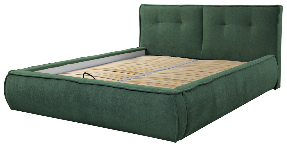 POLSTERBETT Lattenrost 180/200 cm  in Grün  - Beige/Schwarz, LIFESTYLE, Holz/Textil (180/200cm) - Livetastic