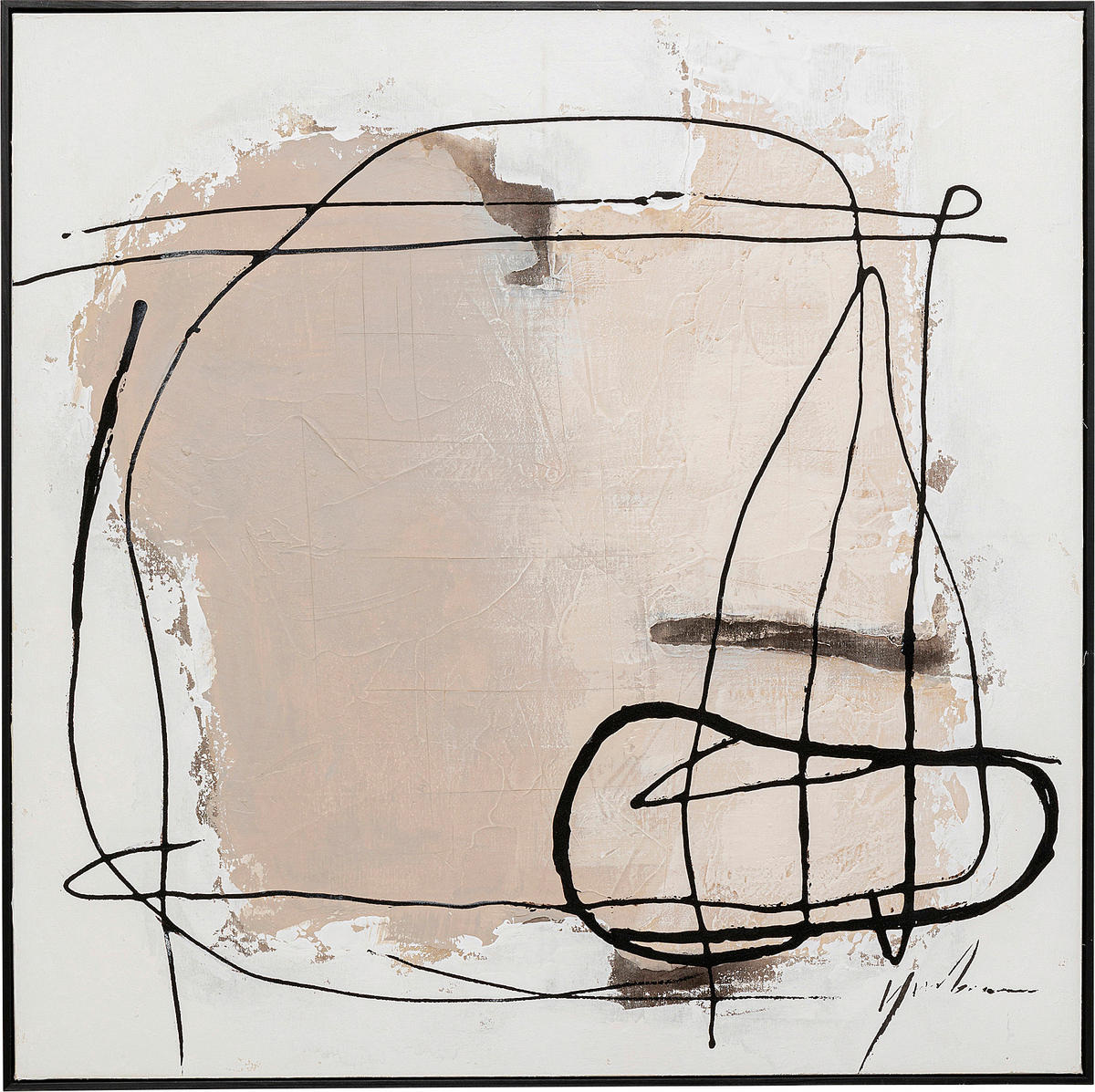 BILD Abstraktes  - Schwarz/Weiß, Design, Holz/Textil (100/100/5cm) - Kare-Design