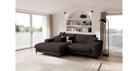 ECKSOFA  in Flachgewebe Mokka  177/253 cm  - Schwarz/Mokka, Design, Textil/Metall (177/253cm) - Dieter Knoll