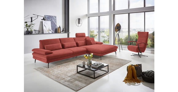 ECKSOFA in Velours Koralle 310/180 cm - Koralle/Schwarz, Design, Textil/Metall (310/180cm) - Dieter Knoll