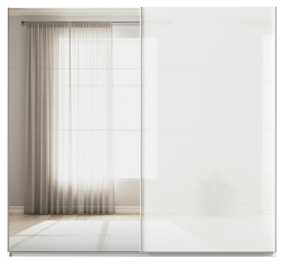 SCHWEBETÜRENSCHRANK  in Weiß  - Alufarben/Weiß, KONVENTIONELL, Glas/Holzwerkstoff (225/229/62cm) - Xora