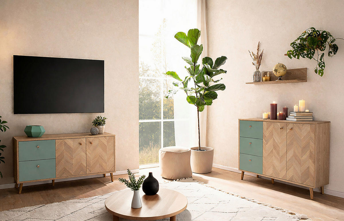 REGALSET - Eichefarben, Design, Holzwerkstoff (40,8/80/15,7/17,5cm) - MID.YOU