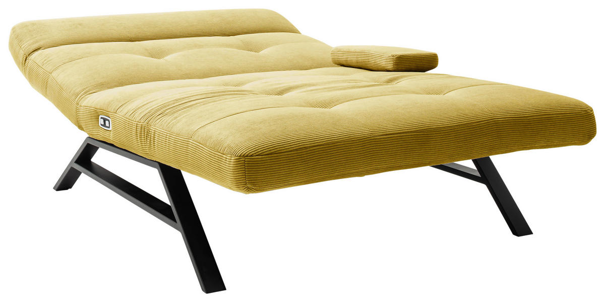 RELAXLIEGE in Feincord Hellgrün  - Schwarz/Hellgrün, Design, Textil/Metall (120/54-113/158-198cm) - Pure Home Lifestyle