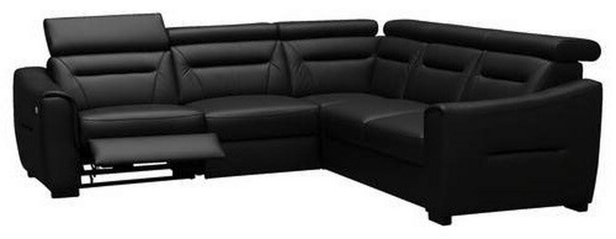 ECKSOFA Lederlook Echtleder Schwarz  - Wengefarben/Schwarz, Design, Leder/Holz (260/260cm) - Celina Home