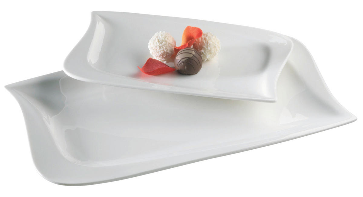 SERVIERPLATTEN-SET  - Weiß, Basics, Keramik (38,5/23,9/7cm) - Mäser