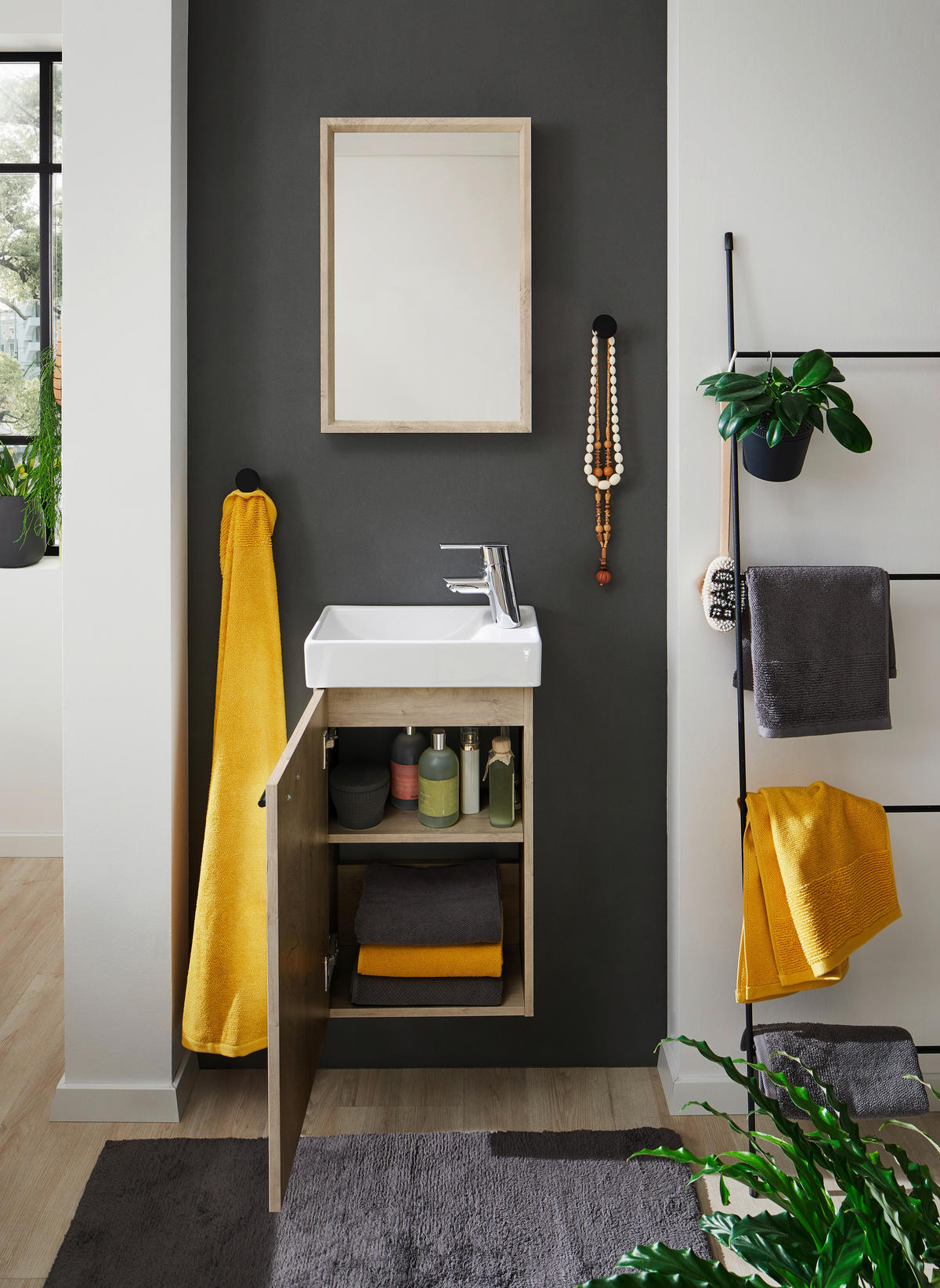 GÄSTEBAD 40 cm  - Eichefarben/Weiß, KONVENTIONELL, Holzwerkstoff (40cm) - home24