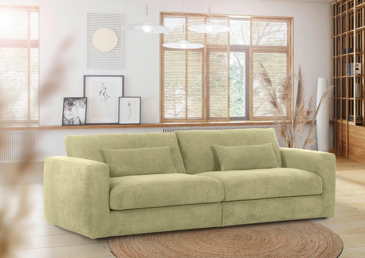 BIGSOFA Cord Hellgrün  - Schwarz/Hellgrün, KONVENTIONELL, Kunststoff/Textil (260/66/115cm) - Carryhome
