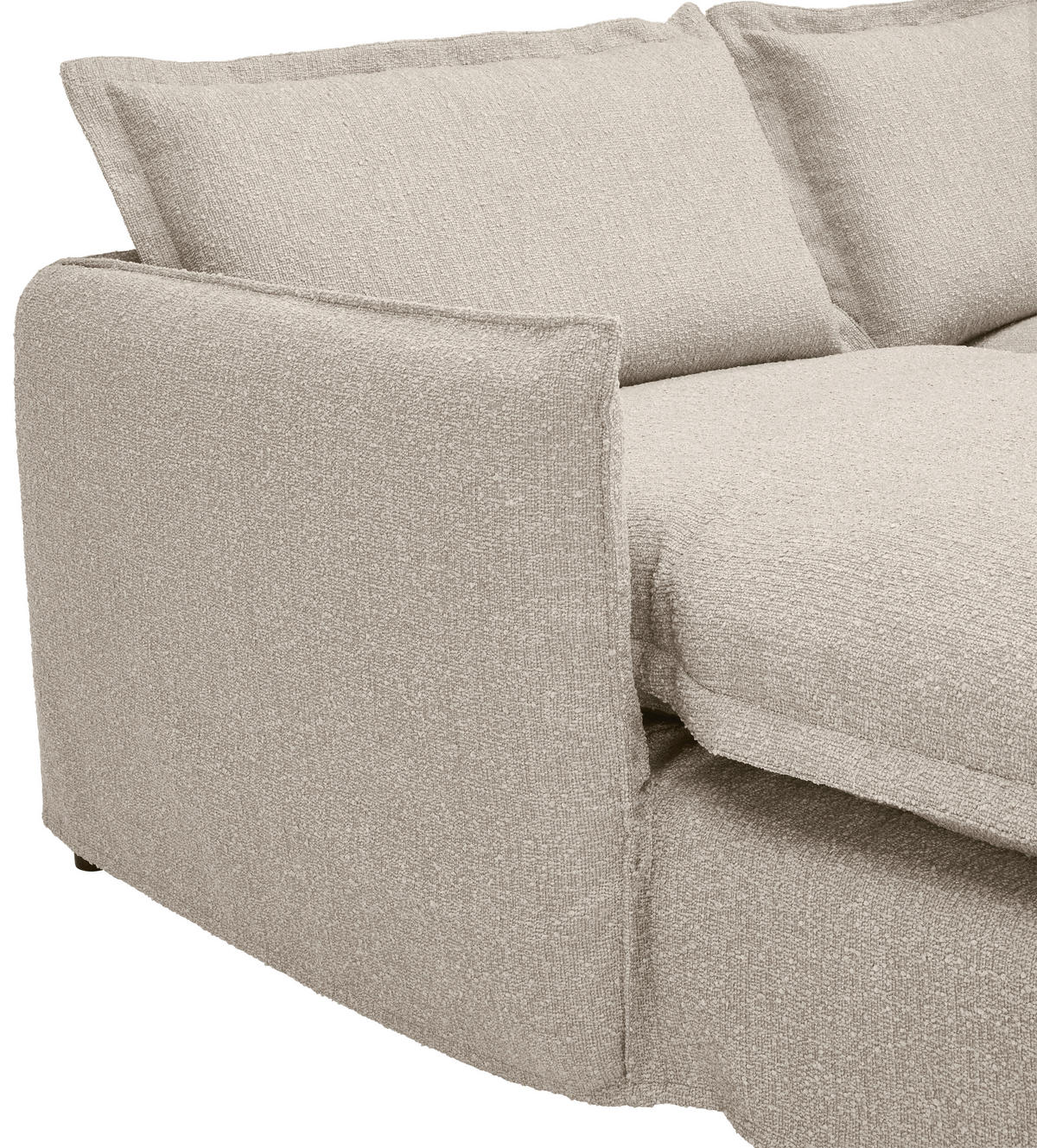 HUSSEN-ECKSOFA in Flachgewebe, Bouclé Beige  - Beige/Schwarz, Trend, Textil/Metall (165/295cm) - Livetastic