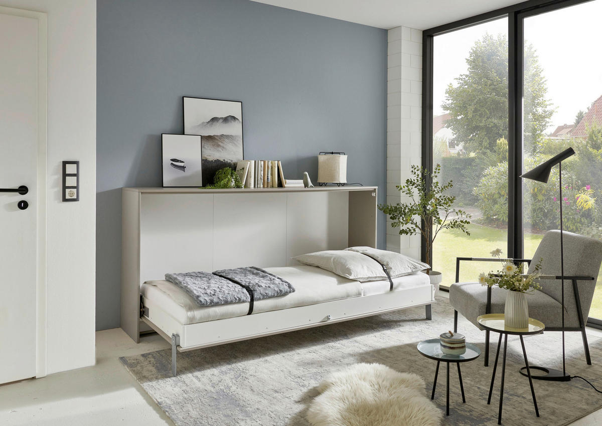 ZLOŽLJIVA POSTELJA 90 cm   x 200 cm  , leseni material siva, sahara  - sahara/siva, Design, kovina/leseni material (90/200cm) - Carryhome