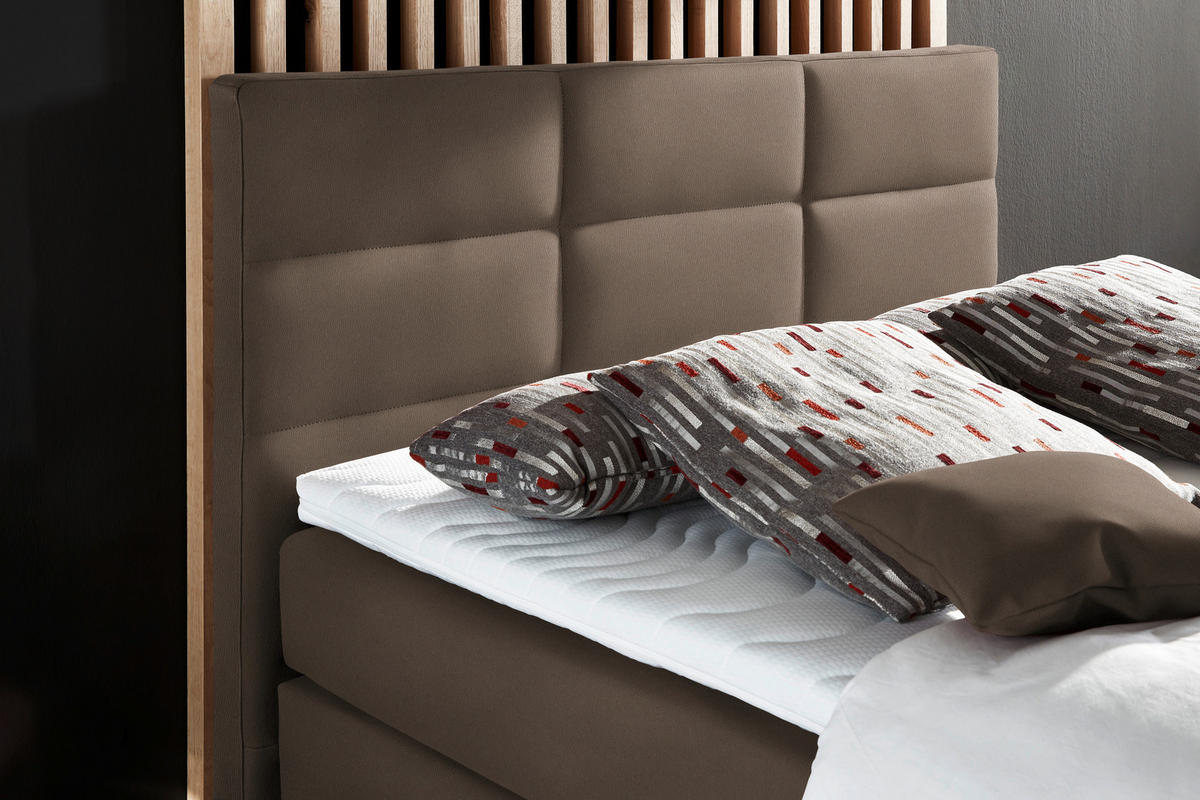BOXSPRINGBETT 140/200 cm  in Braun  - Alufarben/Braun, KONVENTIONELL, Textil/Metall (140/200cm) - Dieter Knoll