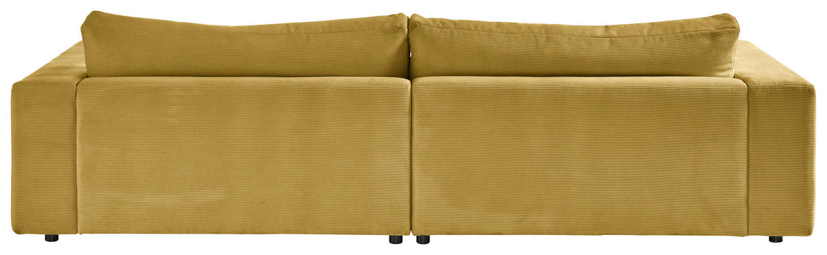 3-SITZER-SOFA in Feincord Goldfarben, Hellgrün  - Goldfarben/Schwarz, Design, Kunststoff/Textil (290/86/127cm) - Lomoco