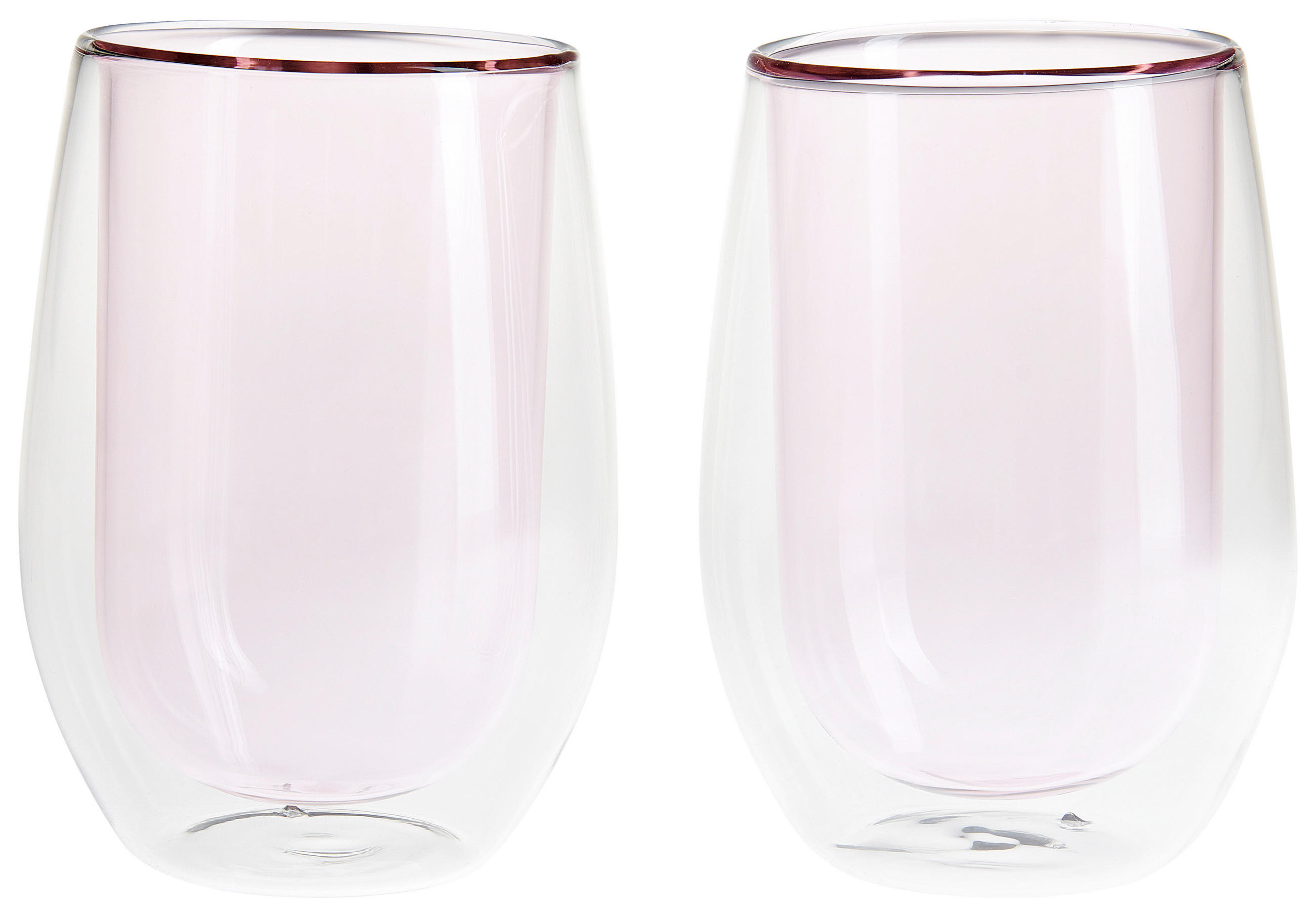 KAFFEEGLÄSERSET 340 ml 2-teilig  - Rosa, KONVENTIONELL, Glas (340ml) - Novel