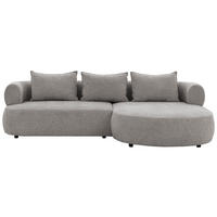 ECKSOFA FERRO in Chenille Grau  256/156 cm  - Schwarz/Grau, Design, Kunststoff/Textil (256/156cm) - Livetastic
