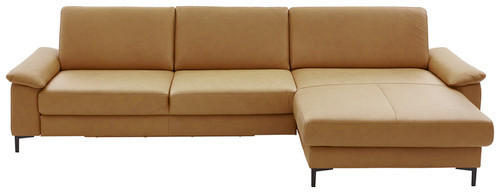 ECKSOFA in Echtleder Currygelb  - Currygelb/Schwarz, Design, Leder/Metall (334/176cm) - Dieter Knoll