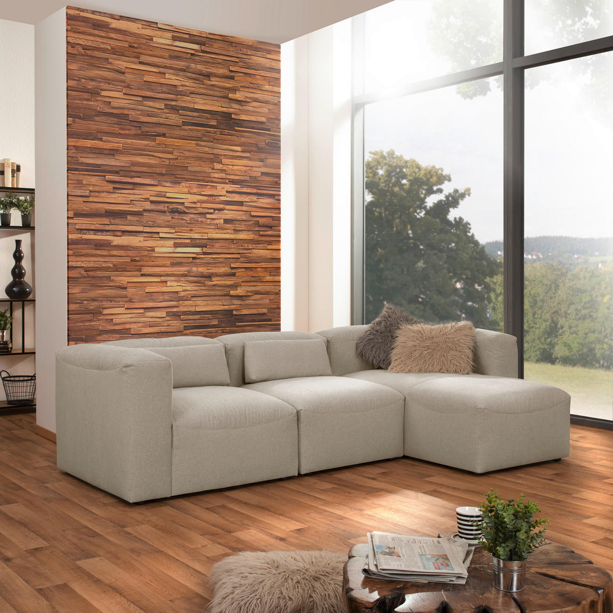ECKELEMENT Flachgewebe  - Creme, Design, Kunststoff/Textil (100/73/100cm) - Max Winzer