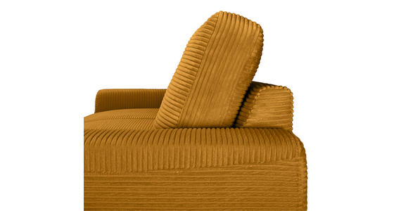 ECKSOFA Currygelb Cord Rückenkissen, Bettkasten, Schlaffunktion, Rücken echt, Liegefläche im Originalstoff  - Currygelb/Schwarz, KONVENTIONELL, Textil/Metall (240/150cm) - Carryhome