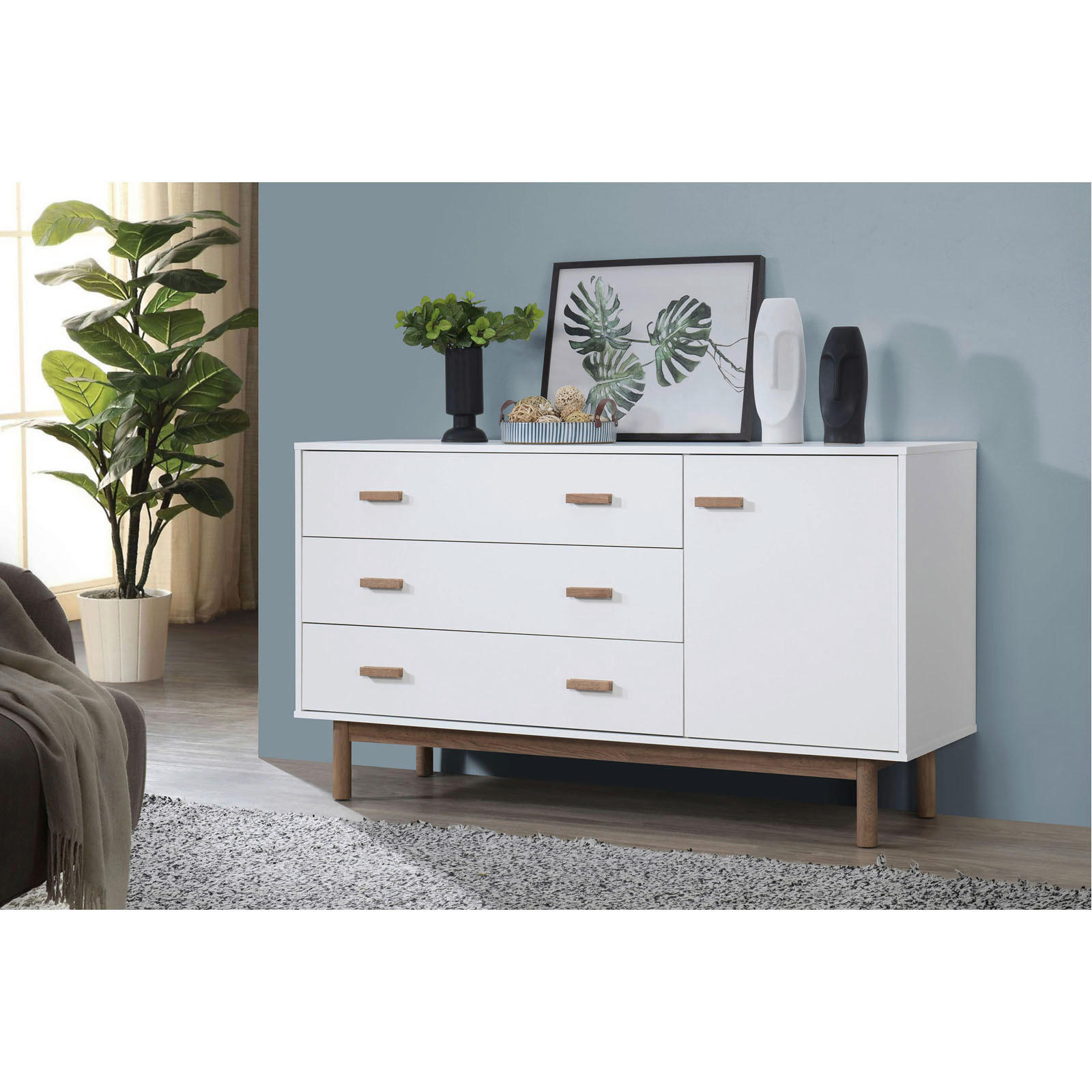 SIDEBOARD Melanie  in  - Eichefarben/Weiß, Design, Holzwerkstoff/Metall (144/80/44cm) - MID.YOU