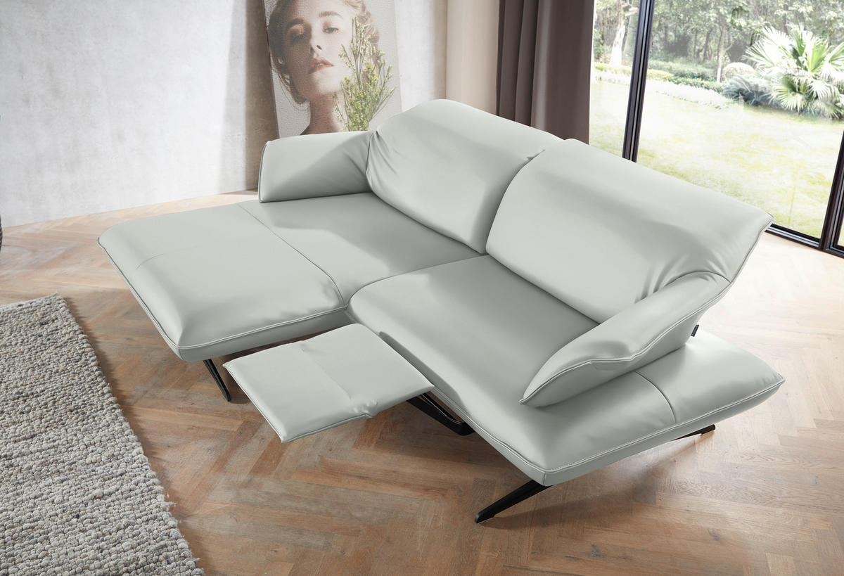 ECKSOFA in Echtleder Weiss  - Weiss/Beige, Design, Leder/Metall (169/252cm) - Koinor